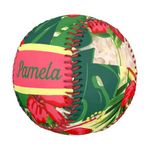 Tropische Blätter und Blume Baseball