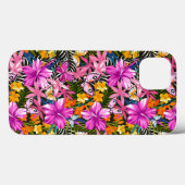 Tropische Blätter und Blume Case-Mate iPhone Hülle (Rückseite (Horizontal))