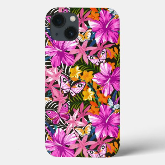 Tropische Blätter und Blume Case-Mate iPhone Hülle (Rückseite)