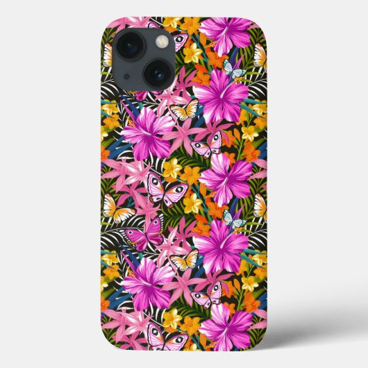 Tropische Blätter und Blume Case-Mate iPhone Hülle (Rückseite)