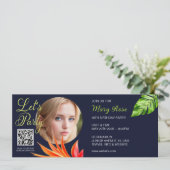 Tropische Blätter und Blume Einladung (Stehend Vorderseite)