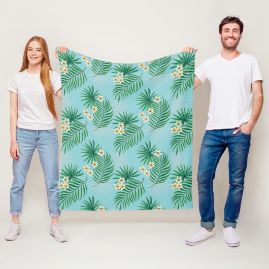 Tropische Blätter und Blume Fleecedecke (Beispiel)