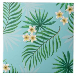 Tropische Blätter und Blume Fliese