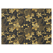 tropische Blätter und Blume in Gold auf schwarz Tischdecke (Vorderseite (Horizontal))