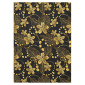 tropische Blätter und Blume in Gold auf schwarz Tischdecke (Vorderseite)