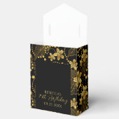 Tropische Blätter und Blume in Schwarz und Gold Geschenkschachtel (Geöffnet)