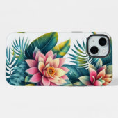 Tropische Blätter und Blume iPhone Hülle (Rückseite (Horizontal))