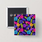 Tropische Blätter und Blume Muster-23857 Button (Vorne & Hinten)