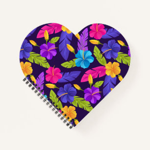 Tropische Blätter und Blume Muster-23857 Notizblock