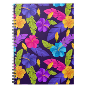 Tropische Blätter und Blume Muster-23857 Notizblock