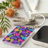 Tropische Blätter und Blume Muster-23857 Schlüsselanhänger (Vorderseite rechts)