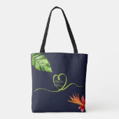 Tropische Blätter und Blume Retro Herzenmagd Tasche (Rückseite)