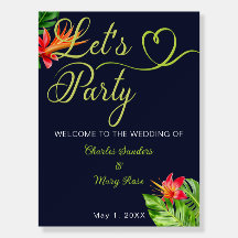 Tropische Blätter und Blume Retro-Hochzeit