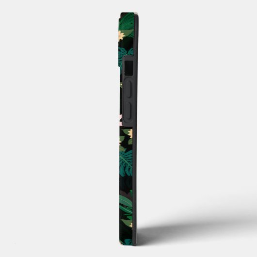Tropische Blätter und Blume Schwarzes Muster Case-Mate iPhone Hülle (Rückseite / Links)