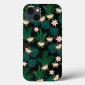 Tropische Blätter und Blume Schwarzes Muster Case-Mate iPhone Hülle (Rückseite)