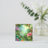 Tropische Blätter und Blume sind für ihre Quadratische Visitenkarte (Stehend Vorderseite)