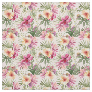 Tropische Blätter und Blume Stoff