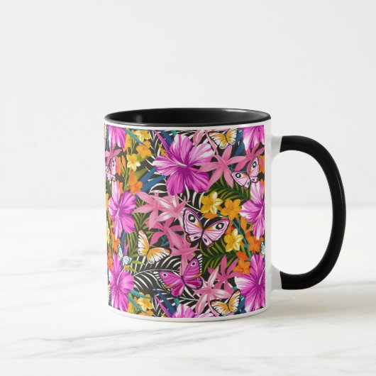 Tropische Blätter und Blume Tasse (Rechts)