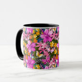 Tropische Blätter und Blume Tasse (Vorderseite Links)