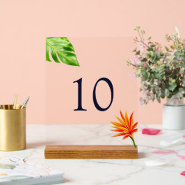 Tropische Blätter und Blume Tischnummer Acrylschild