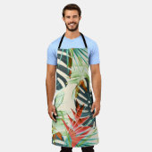 Tropische Blätter und Blume: Vibranntes Muster Schürze (Getragen)