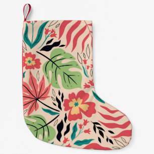 Tropische Blätter und Blume: Vintage Fusion Kleiner Weihnachtsstrumpf