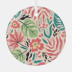 Tropische Blätter und Blume: Vintage Fusion Ornament Aus Glas
