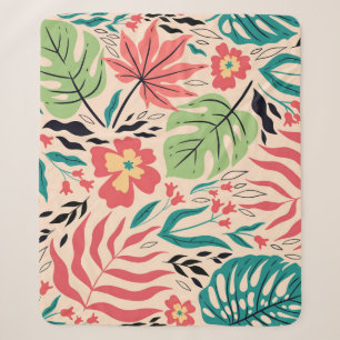 Tropische Blätter und Blume: Vintage Fusion Sherpadecke