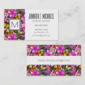 Tropische Blätter und Blume Visitenkarte (Vorne/Hinten)