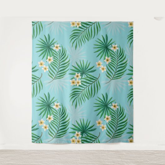 Tropische Blätter und Blume Wandteppich (Vorderseite)