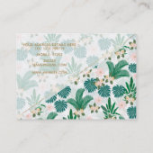 Tropische Blätter und Blume Weißes Muster Visitenkarte (Rückseite)