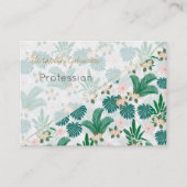 Tropische Blätter und Blume Weißes Muster Visitenkarte (Vorderseite)