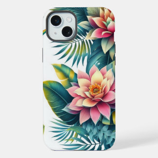 Tropische Blätter und Blumen-Handyhülle iPhone 15 Plus Hülle