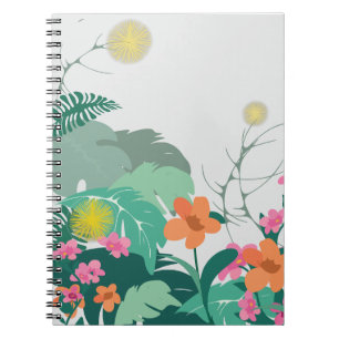 Tropische Blätter und Blumen in Pastell Notizblock