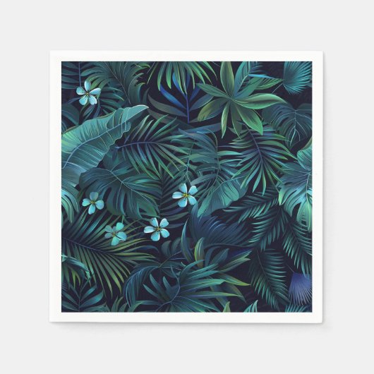 Tropische Blätter und Blumen Serviette (Vorderseite)