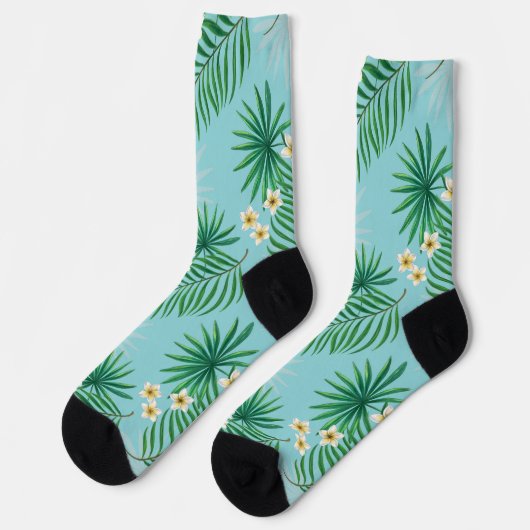 Tropische Blätter und Blumen Socken (Linkes Detail)