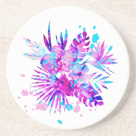 Tropische Blätter und Blüten Getränkeuntersetzer (Vorne)