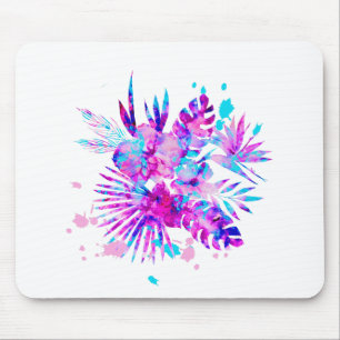 Tropische Blätter und Blüten Mousepad