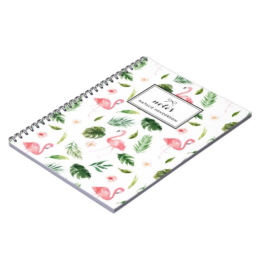 Tropische Blätter und Flamingo Custom Notizblock (Linke Seite)