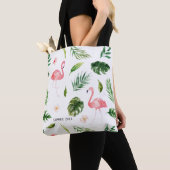 Tropische Blätter und Flamingo Tasche (Von Nahem)