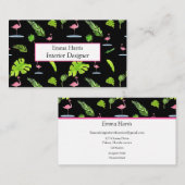 Tropische Blätter und Flamingos Visitenkarte (Vorne/Hinten)