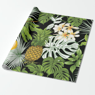 Tropische Blätter und Früchte nahtlos Geschenkpapier
