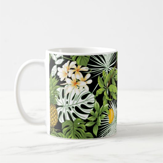 Tropische Blätter und Früchte nahtlos Kaffeetasse (Links)