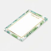 Tropische Blätter und Gold Personalisiert Post It Post-it Klebezettel (angewinkelt)