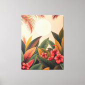 Tropische Blätter und Mondpastel Leinwanddruck (Vorderseite)