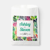 Tropische Blätter und Namen für eine Hochzeit Geschenktütchen (Vorderseite)