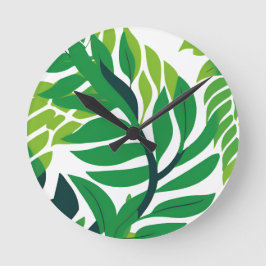 Tropische Blätter und Pflanze Runde Wanduhr