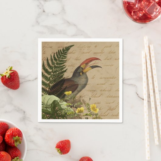 Tropische Blätter und Toucan Serviette (Beispiel)