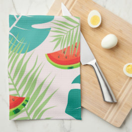 Tropische Blätter und Wassermelonen Geschirrtuch