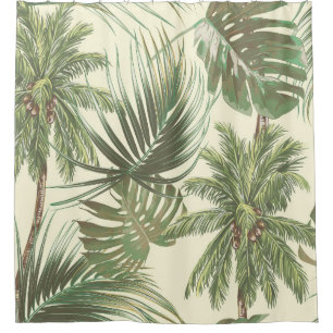 Tropische Blätter Vintage Palmblätter Duschvorhang
